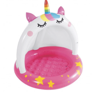 Piscina Infantil INTEX Gato Unicornio con Parasol para Niños 1- 3 Años
